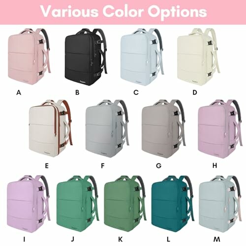 Various color options for a backpack, featuring different styles and shades.