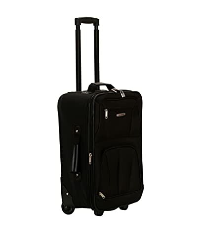 Black rolling suitcase with extended handle