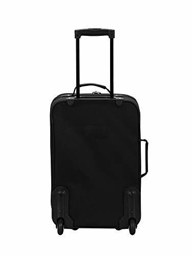 Black rolling suitcase with extended handle