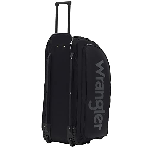 Black Wrangler rolling duffel bag with handle.