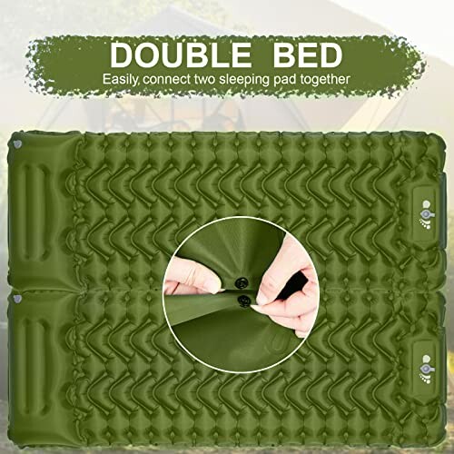 Double bed sleeping pad with connection feature.