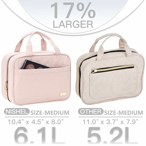 Comparison of two bags, Nishel and Other, showing size differences.