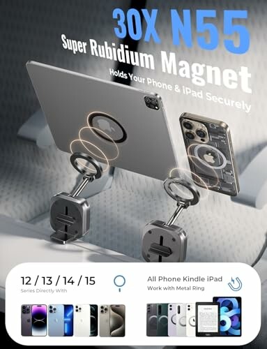 Rubidium magnet phone holder for iPhone and iPad