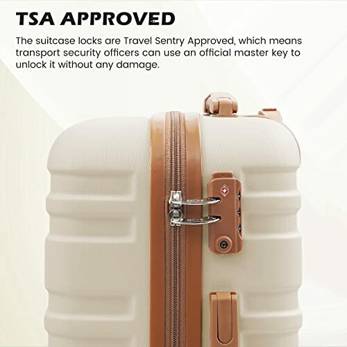 Close-up of a suitcase with TSA-approved lock.