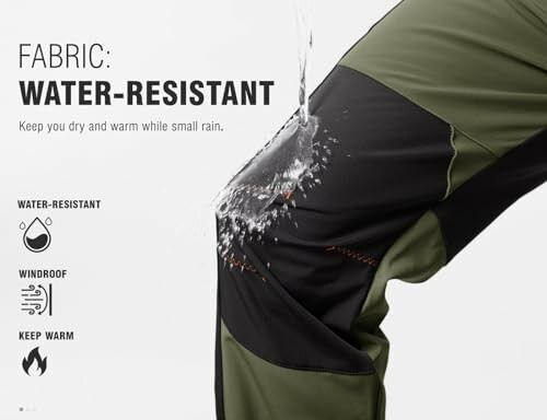 Water-resistant fabric demonstration with water splashing on clothing.